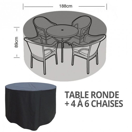 hoes voor tuintafel en stoelen - rond model - 163 cm diameter