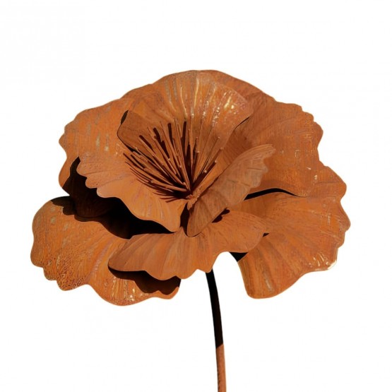 Papaver in metaal op ijzeren stengel