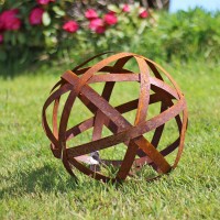 Metalen bol in vlechtwerk - 30 cm